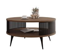 Mirjan24 Tavolo da caffè con ripiano Rajkon, forma rotonda, gambe in metallo, tavolino, tavolino da salotto, tavolino da tè, tavolino da tè (noce, Franklin Tobacco, nero)