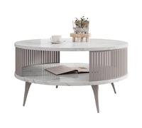 Mirjan24 Tavolo da caffè con ripiano Rajkon, forma rotonda, gambe in metallo, tavolino, tavolino da salotto, tavolino da tè, tavolino da caffè (bianco marmor/cashmere)