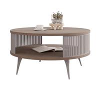 Mirjan24 Tavolo da caffè con ripiano Rajkon, forma rotonda, gambe in metallo, tavolino, tavolino da salotto, tavolino da tè, tavolino da caffè (Cremona Cannolo/Cashmere)