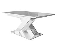 Mirjan24 Tavolo da Pranzo Hubara, Pratico Tavolo Estraibile per Sala da Pranzo, Tavolo Rettangolare allungabile (Bianco Lucido)