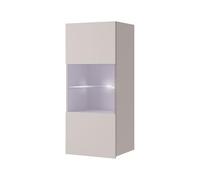 Mirjan24 Vetrina sospesa Calabrini BR05, apertura senza maniglie, armadietto a vetrina, armadietto alto, soggiorno, armadietto, vetrina (cashmere, con illuminazione LED blu)
