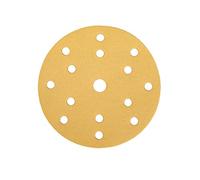 Mirka Gold Carta abrasiva universale Ø 150 mm Dischi abrasivi a strappo a 15 fori, grana P280, 100 pz/Per la levigatura di intonaco, stucco, truciolato, legno, vernice