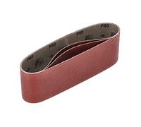 Mirka 3 nastri abrasivi in tessuto, 75 x 533 mm, grana P80, nastro abrasivo di alta qualità per levigatrice a nastro, per levigare legno e metallo, colore rosso