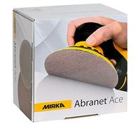 Mirka Abranet Ace dischi abrasivi a rete Ø 150mm a strappo / grana P180 / 50 pz / Per tutte le levigatrici rotorbitali da 150mm / Semiceramica / Per la levigatura di superfici dure, legno, metallo