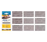 Mirka Abranet - Strisce abrasive a rete, 70 mm x 125 mm, confezione da 1 di ogni grana 80, 100, 120, 150, 180, 220, 320, 400, 600/9 pezzi, per levigare legno, spatola, vernice, plastica
