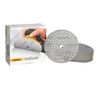 Mirka Carta vetrata Iridium Premium Ø 6 Inch Hook & Loop, grana 500, 50 pz/per levigatura di vernice, stucco, primer, legno, acciaio, materiali minerali, plastica.