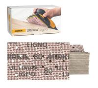 Mirka Fogli Abrasivi Ultimax Ligno P80, 81x133mm, Carta al Lattice Resistente, Sistema Multifit, Attacco Autoagganciante, Confezione da 50