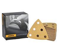 Mirka Gold Triangolo di levigatura Carta abrasiva universale 93x93x93mm / 6 fori/grana P80, 50 pezzi/Per levigare intonaco, stucco, truciolato, legno, vernice