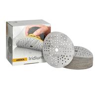Mirka Iridium Premium carta abrasiva Ø 125 mm a strappo 89 fori, grana 1000, 100 pz / Per la levigatura di vernice, stucco, fondo, legno, acciaio, materiali minerali, plastica