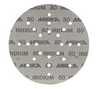 Mirka Iridium Carta abrasiva Ø 225 mm / a strappo, grana 80 / 25 dischi / Per levigatrici a secco, per pareti e soffitti / Levigatura di vernice, stucco, fondo, legno, acciaio, materiali minerali