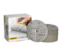 Mirka Iridium Premium carta abrasiva Ø 125 mm a strappo 89 fori, grana 400, 100 pz / Per la levigatura di vernice, stucco, fondo, legno, acciaio, materiali minerali, plastica
