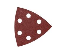 Mirka Red Delta - Triangoli di carta abrasiva per legno, 93 x 93 x 93 mm, 6 fori, grana P80, 5 pezzi, per levigare legno, metallo e plastica