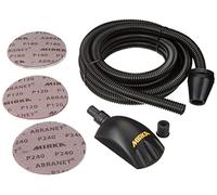Mirka Roundy Kit Blocco manuale con aspirazione/blocco di levigatura a strappo tubo di aspirazione 15 x dischi abrasivi Mirka Abranet net a strappo Ø 150 mm grana P120 P180 P240 / KIT00ROUND