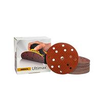Carta abrasiva Mirka Ultimax Ø 150mm a strappo 15 fori/grana P240 / 50 pz/Per eccentrici e levigatrici da 150mm / Levigatura di legno tenero e duro, materiali minerali, vecchie vernici dure