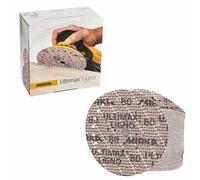 Carta abrasiva Mirka Ultimax Ø 150mm a strappo 15 fori/grana P80 / 50 pz/Per eccentrici e levigatrici da 150mm / Levigatura di legno tenero e duro, materiali minerali, vecchie vernici dure
