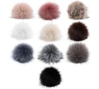 MIRKUZI Accessori lavoro a maglia e uncinetto, 10 pezzi Cappello con pompon in pelliccia sintetica con elastico per accessorio portachiavi borsa sciarpa cappello lavorato a maglia