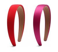 MIRKUZI Bandeaux mode pour femmes, 2 fermagli per capelli da donna/ragazza, larghezza 3 cm, fasce per capelli con bordo largo, rosso/fucsia, adatte per tutti i giorni e per le feste