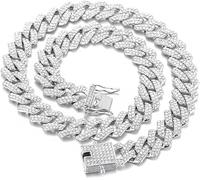 MIRKUZI Collana da uomo Cuban Link Chain Iced Out, collana Hip Hop Rapper, regalo per lui, 50 cm (12 mm) argento