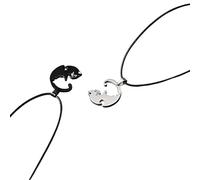MIRKUZI Collane da donna Un paio di collane con ciondolo a forma di gatto, adatte sia per uomo che per donna. Le collane con gatto sono perfette per occasioni come San Valentino, compleanni