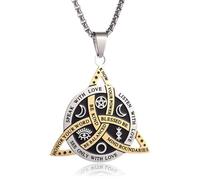 MIRKUZI Collane da uomo,Collana da donna, Vintage Triangle Collana da uomo in acciaio e titanio con ciondolo, stella, luna e ventaglio, lunghezza 60 cm