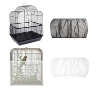 MIRKUZI Coperture per gabbie Confezione da 2 gabbie per uccelli regolabili extra large, cibo per uccelli, rete per piccoli animali, con coulisse(nero bianco)