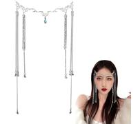 MIRKUZI Fasce gioiello per capelli da donna 1 pezzo di copricapo di cristallo con nappe da donna, copricapo da dea con catena in metallo, copricapo da principessa elfa,copricapo da principessa sirena