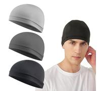 MIRKUZI Passamontagna da moto,3Pcs Sottocasco Bici Moto Estivo Cotone Traspirante Sotto Casco Estivo Cuffia Sottocasco Asciuga Velocemente Cappello da Ciclismo Uomo Donna per Moto Bici per Ciclismo