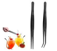 MIRKUZI Pinze da cucina Set di 2 pinzette da cucina da 16 cm, pinzette curve, pinzette dritte, utensili da cucina per cucinare, fissare frutti di mare e grigliare