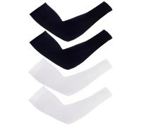 MIRKUZI Scaldabraccia a compressione da uomo 2 paia di bracciali a compressione, taglia unisex, fantastici bracciali sportivi per calcio, golf, pallavolo, ciclismo e basket (nero e bianco)