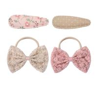 MIRKUZI Set di 4 fasce e fermagli per capelli da bambina, fascia elastica e graziosi fermagli, accessori per capelli alla moda per bambine, adatti per l'uso quotidiano e per servizi fotografici