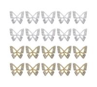 MIRKUZI Strass per unghie, ciondolo per unghie 3D in lega a forma di farfalla, chiodi in oro e argento adatte per la realizzazione di nail art fai da te