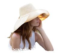 Miro Boho Chic - Cappello Ibiza Grande. Pratica e Chic Pamela ala Grande Realizzato a Rafia del Madagascar. Pamelle per matrimoni e copricapo. Cappello Spiaggia Donna Paglia. Madrina Matrimonio., ecru
