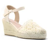 Miro Boho Chic Espadrillas da donna in iuta con cinturino spardegni estivi all'uncinetto, sandali comodi e freschi in stile ibicenco, beige, 39 EU