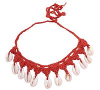Miro Boho Chic Girocollo lavorato a mano all'uncinetto con conchiglie naturali, collana in cotone stile boemo per l'estate, taglia unica, Talla Única, Cotone Cotone Conchiglie naturali Fibra naturale