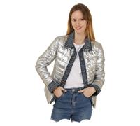 Miro Boho Chic New York 88 Giacca Da Donna Metallizzata Giacca Donna Mezza Stagione Giacca Trapuntata Donna Denim Bimateriale E Tessuto Metallizzato Giacca Donna Giubbotto Donna Piumino Argento M