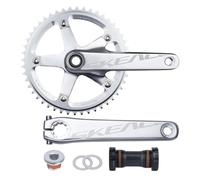 MIRODO 165mm Guarnitura Bici Pedivella 144 BCD Integrato Cavo Foro Rotondo 48T/49T Ultraleggere Lega Alluminio Corone Con Movimento Centrale Per Bici Scatto Fisso E Pista(Silver,48T)