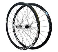 MIRODO Bici Strada Set Ruote 700C Lega Alluminio Doppia Parete Cerchi 24 Fori 120 Clic Cuscinetti Mozzi Freni Disco QR 100/135mm Ciclocross Ruote Per 7-11 Velocità Cassetta(Black/Gray)