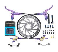 MIRODO Mountain Bike Freni Disco Idraulici Set 4 Pistoni Frenata Potenza Lega Alluminio CNC Adattatori 180mm Rotori Anteriore Destro 850mm/Posteriore Sinistro 1500mm(Purple)