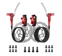 MIRODO Mountain Bike Idraulici Freni Disco Set Doppio Pistone 370N Potenza Frenante Pinza Lega Alluminio Lavorata CNC Rotori 160mm Anteriore 800/Posteriore 1400mm Tubo(Red)
