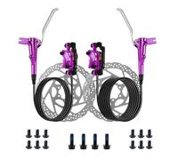 MIRODO Mountain Bike Idraulici Freni Disco Set Doppio Pistone 370N Potenza Frenante Pinza Lega Alluminio Lavorata CNC Rotori 160mm Anteriore 800/Posteriore 1400mm Tubo(Purple)