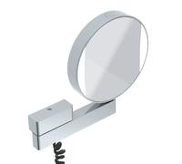 Miroir de soins de beauté et de rasage à LED emco, réfléchissant des deux côtés, grossissement 3 et 7 fois, rond, éclairage à LED, bras articulé, câble spiralé et fiche., 109506018, 109506018