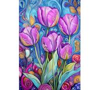 MIRONS 11CT Kit Punto a Croce Timbrato, Fiori Fai-da-te Ricamo Linea Completa di Kit Iniziali Per Ricamo Prestampato Per Principianti