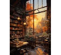 MIRONS 11CT Kit Punto Croce, Libreria calda, A, 40 * 50 cm DIY Arti e Mestieri Kit di Cucito Ricamo Timbrato a Mano per Principianti Motivo Prestampato