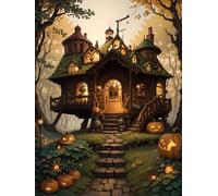 MIRONS 5D Diamond Painting Kit Completo, Capanna Di Zucca Nella Foresta, F, 30 * 40 cm Pittura Diamante,Pittura con Numeri Diamante,Dipinti Decorazioni per Pareti Domestiche,Passatempo per Adulti