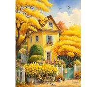 MIRONS Diamond Painting Adulti, Pittura a Diamanti 5D, Garden House in Autunno Dorato, B 30 * 40cm, Kit per il Bricolage, Non Pieghevole, Per Adulti