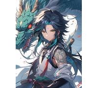 MIRONS Kit Punto Croce Prestampato, Modello cartone animato ragazzo e drago,B,40 * 50cm 11CT Contato Cross Stitch Kit, DIY Completo Ricamo Threads Set Set Ricamo Stampato Per Principianti