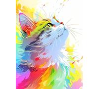 MIRONS Punto Croce Kit da Ricamare, Gatto arcobaleno astratto, G 11CT Punto Croce Kit da Ricamare Kit Ricamo Ricami Punto Croce Completo Stampati Prestampati Schemi per Principianti Bambini