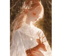 MIRONS Ricamo Starter Kit, Ragazza dei cartoni animati e animali 11CT Contato Cross Stitch Kit, Punto Croce Prestampato Completo Stampati Prestampati Schemi per Principianti