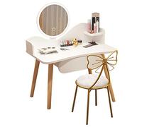 MIROOOO Scrivania da Toeletta Specchio illuminato da touch screen regolabile set da tavolo, con 1 cassetto, signore o comò delle ragazze Tavolo per Camera da Letto