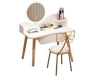 MIROOOO Scrivania da Toeletta Specchio illuminato da touch screen regolabile set da tavolo, con 1 cassetto, signore o comò delle ragazze Tavolo per Camera da Letto